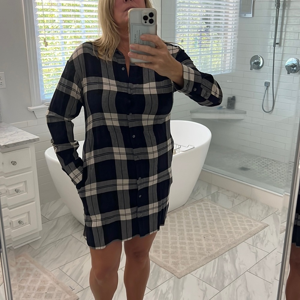 soft oversized flannel look shirt dress